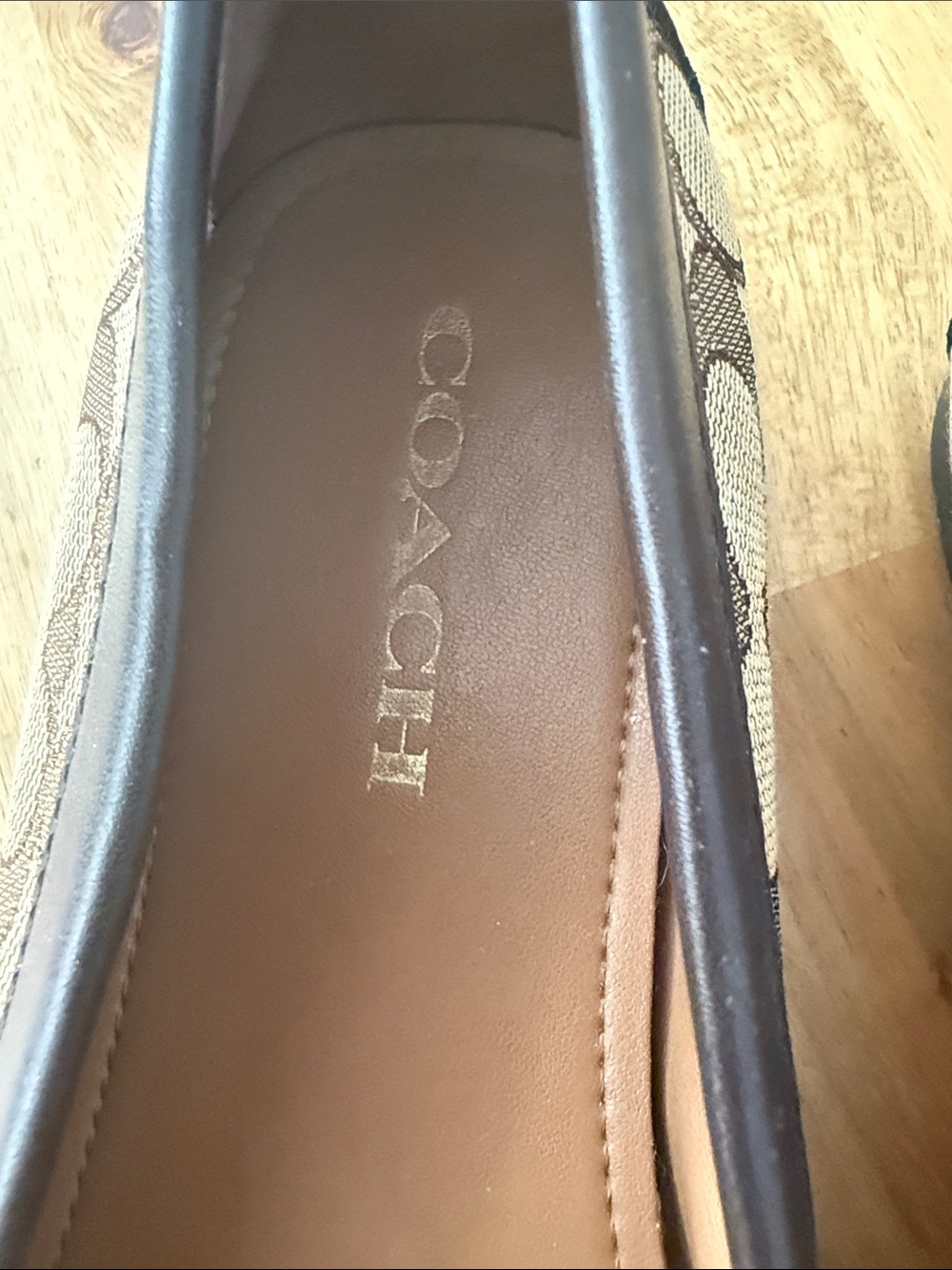 Coach Brown Signature Canvas Loafers with Gold-Tone Hardware - Picture 4 of 7